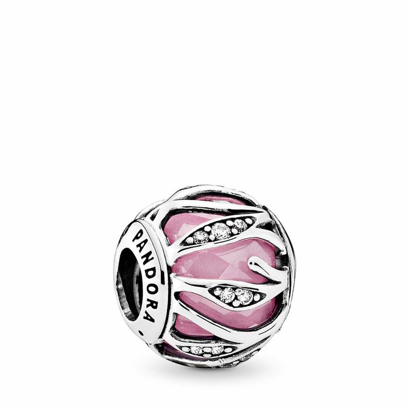 Pandora Nature's Radiance Charm Ireland - Sterling Silver/Pink/Cubic Zirconia/Cubic Zirconia - 46235